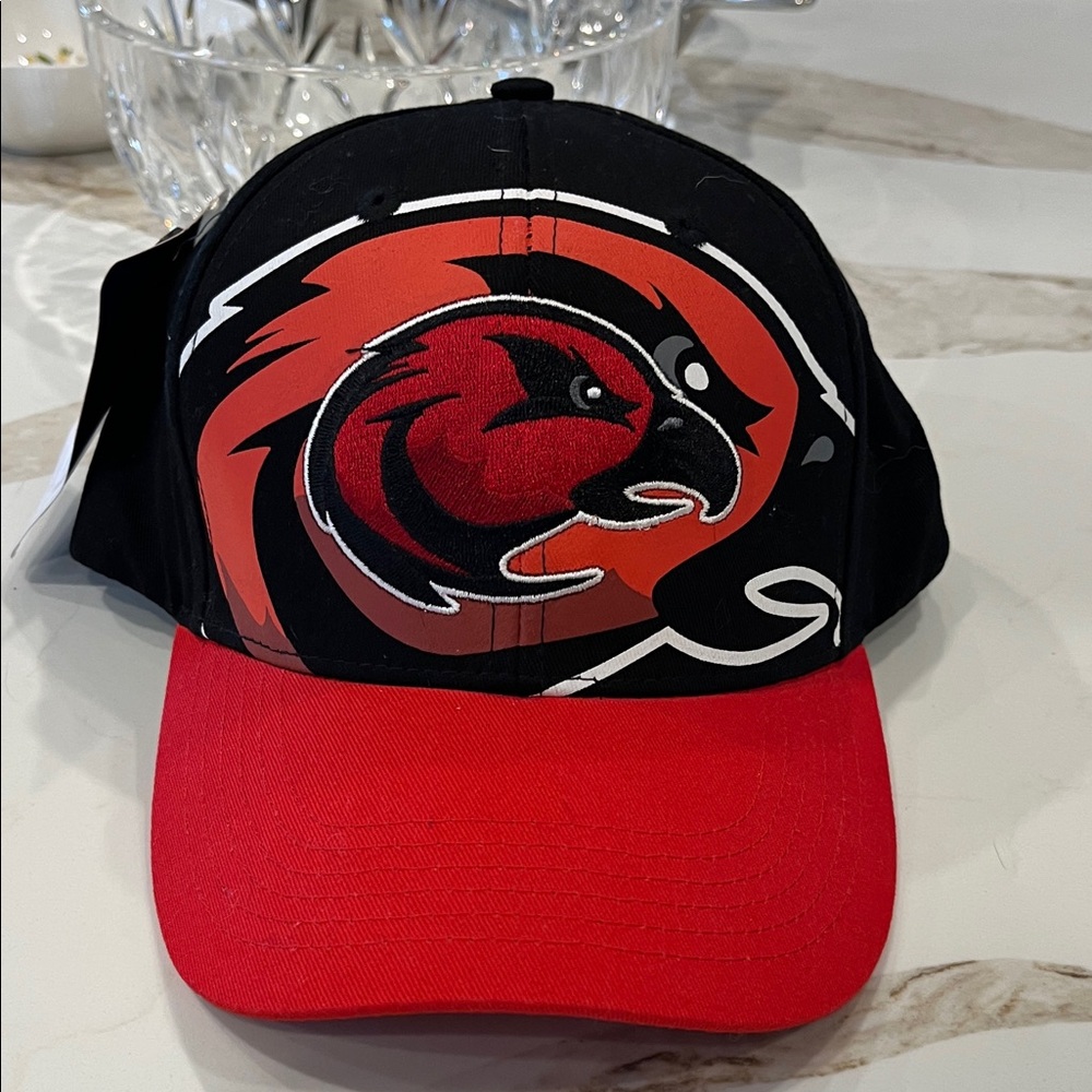 NWT Bardown Falcon logo red and black baseball cap 100% cotton